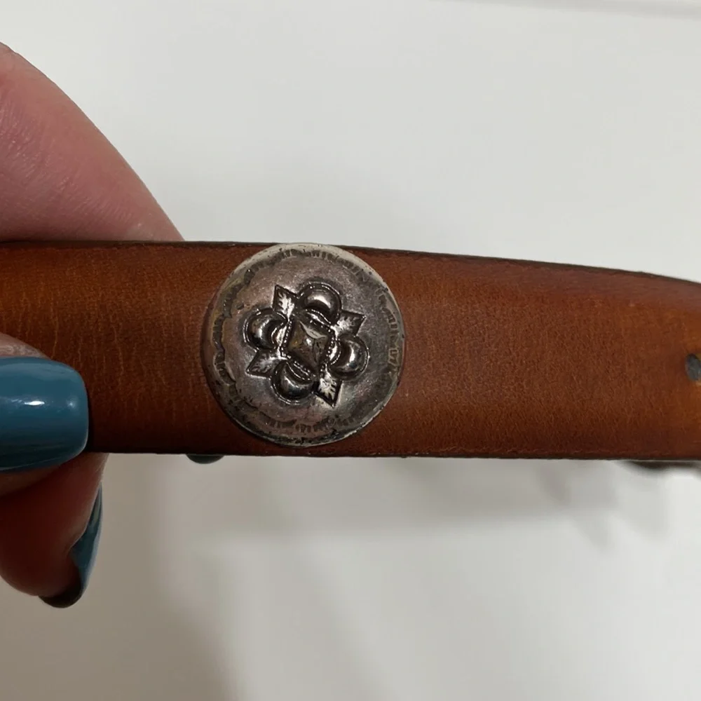 Vintage Kenneth Cole Western Style Leather Belt with Silver Buckle Detai…